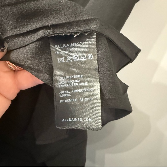 All Saints Drop Waist Pleated Swing Dress Black Size 6 - Picture 5 of 5